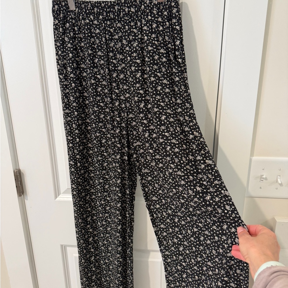 & Other Stories Women's Black Floral Wide-Leg Pants